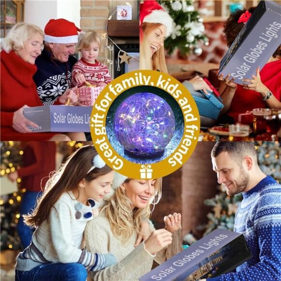 Solar Globe Lights Outdoor Waterproof-Solar Balls for Garden-Cracked Glass Ball - Picture 6 of 7